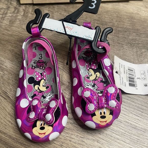 Disney Minnie Mouse Pink Polka Dot Baby Shoes - Picture 1 of 4